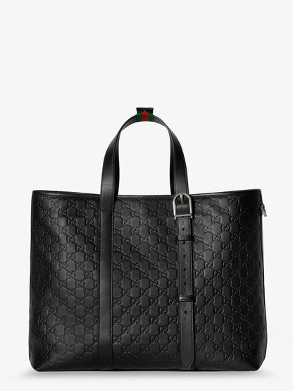 GG Emblem  leather shopping bag with embossed GG motif thumbnail