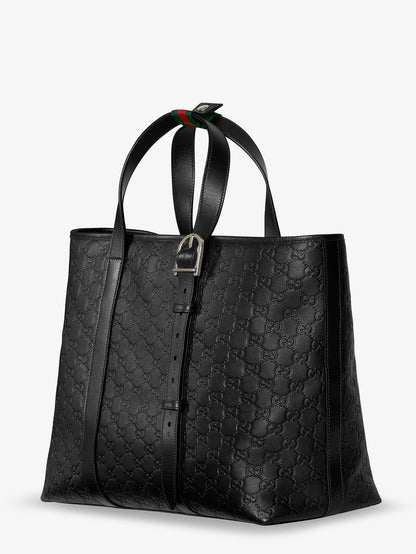 GG Emblem  leather shopping bag with embossed GG motif thumbnail