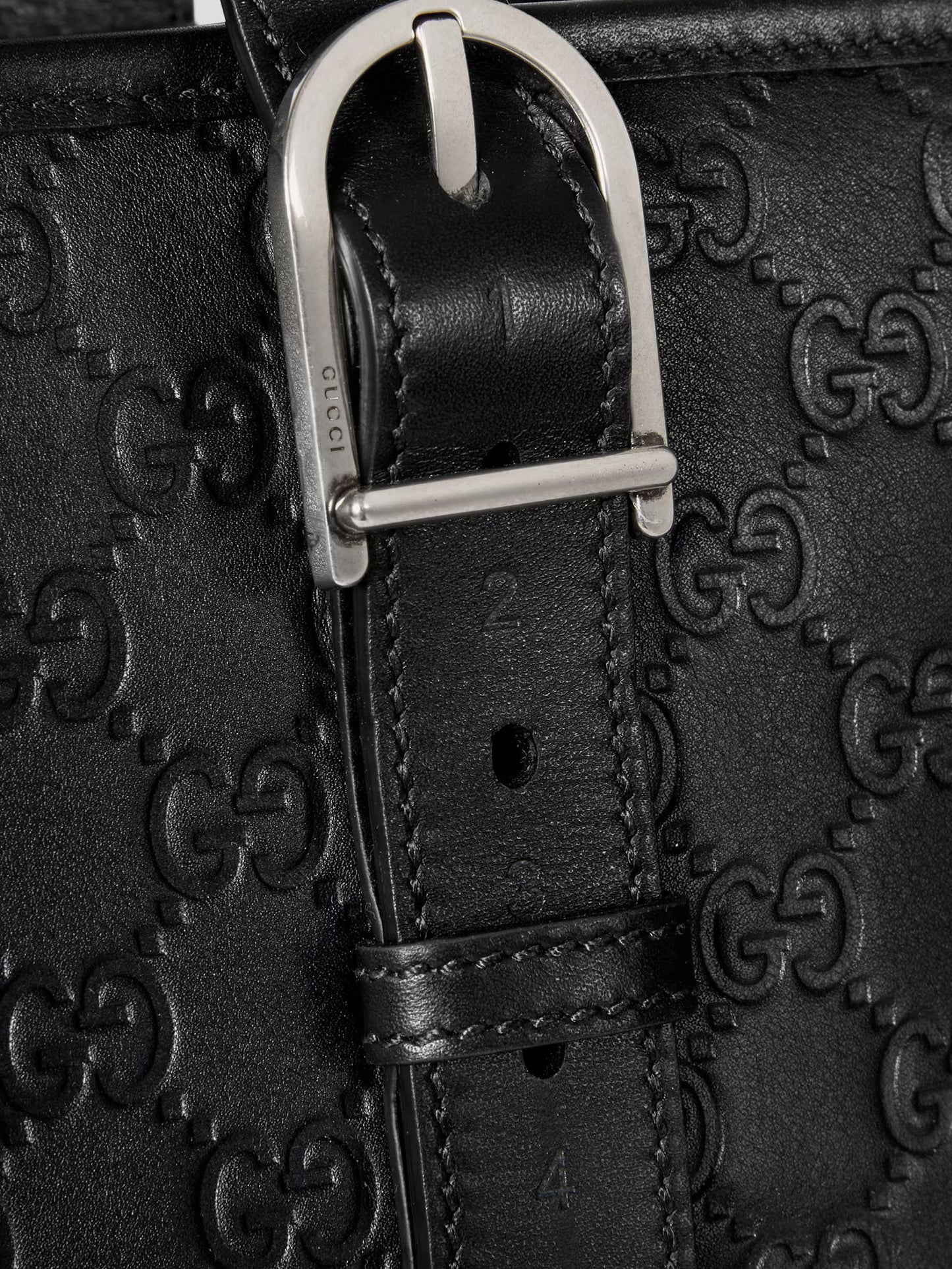 GG Emblem  leather shopping bag with embossed GG motif