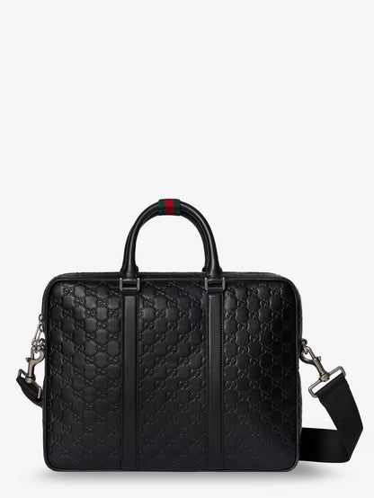GG Emblem leather briefcase with all-over GG motif thumbnail