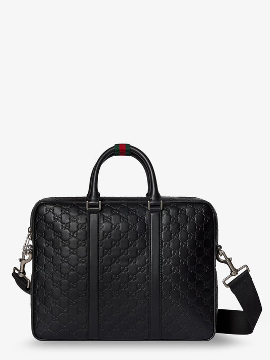 GG Emblem leather briefcase with all-over GG motif