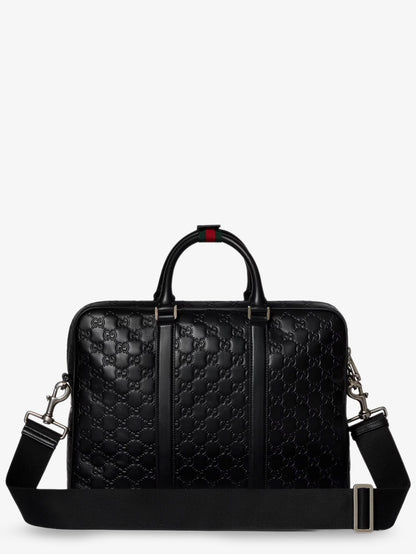 GG Emblem leather briefcase with all-over GG motif thumbnail