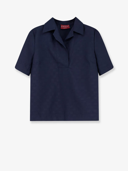 Fabric polo shirt with GG pattern thumbnail