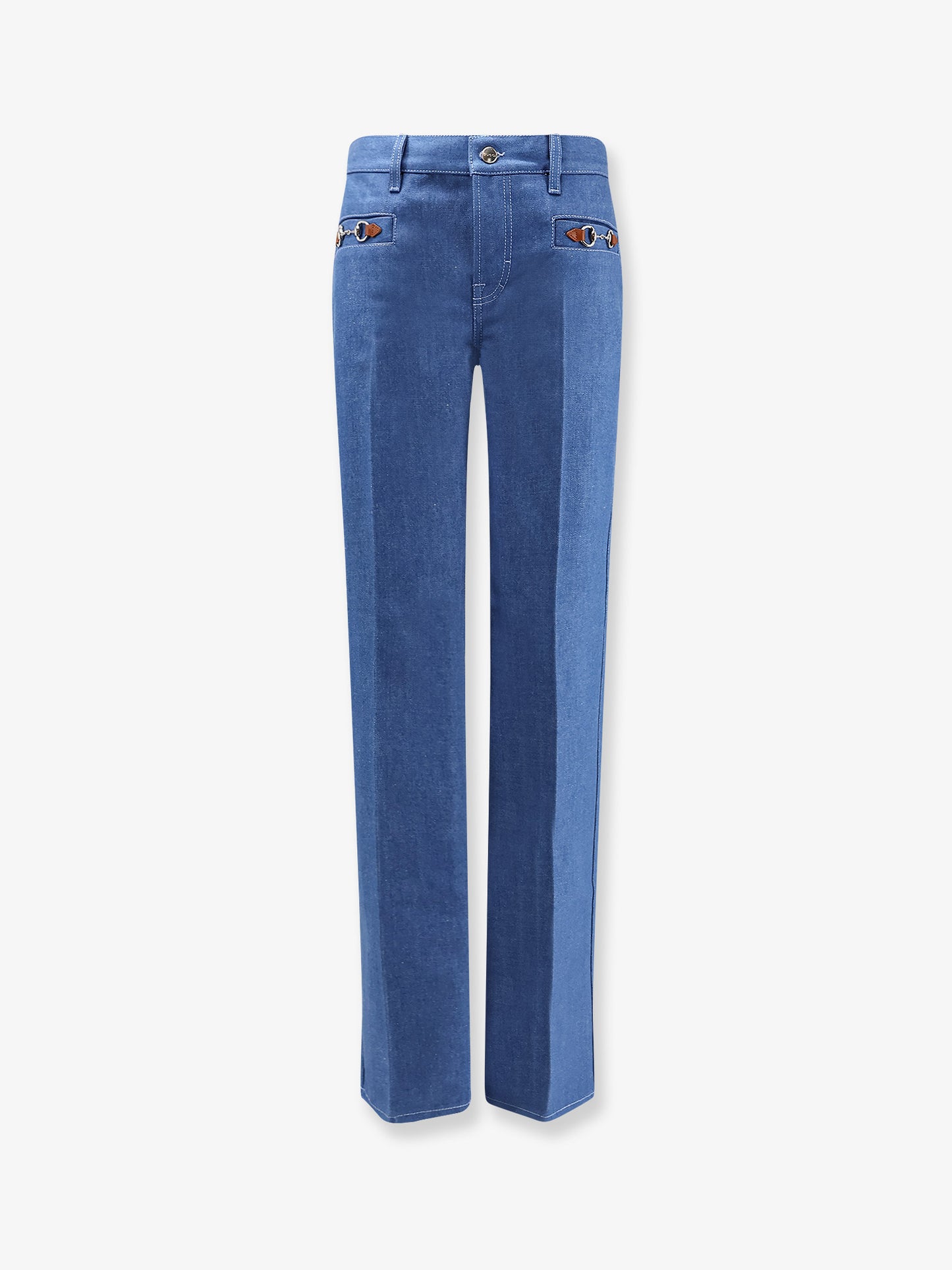Cotton jeans with iconic frontal Horsebits