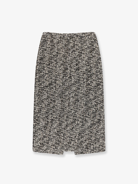 Midi skirt in laminated bouclé fabric