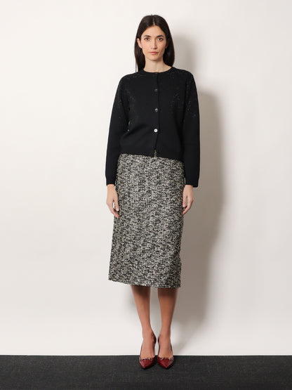 Midi skirt in laminated bouclé fabric thumbnail