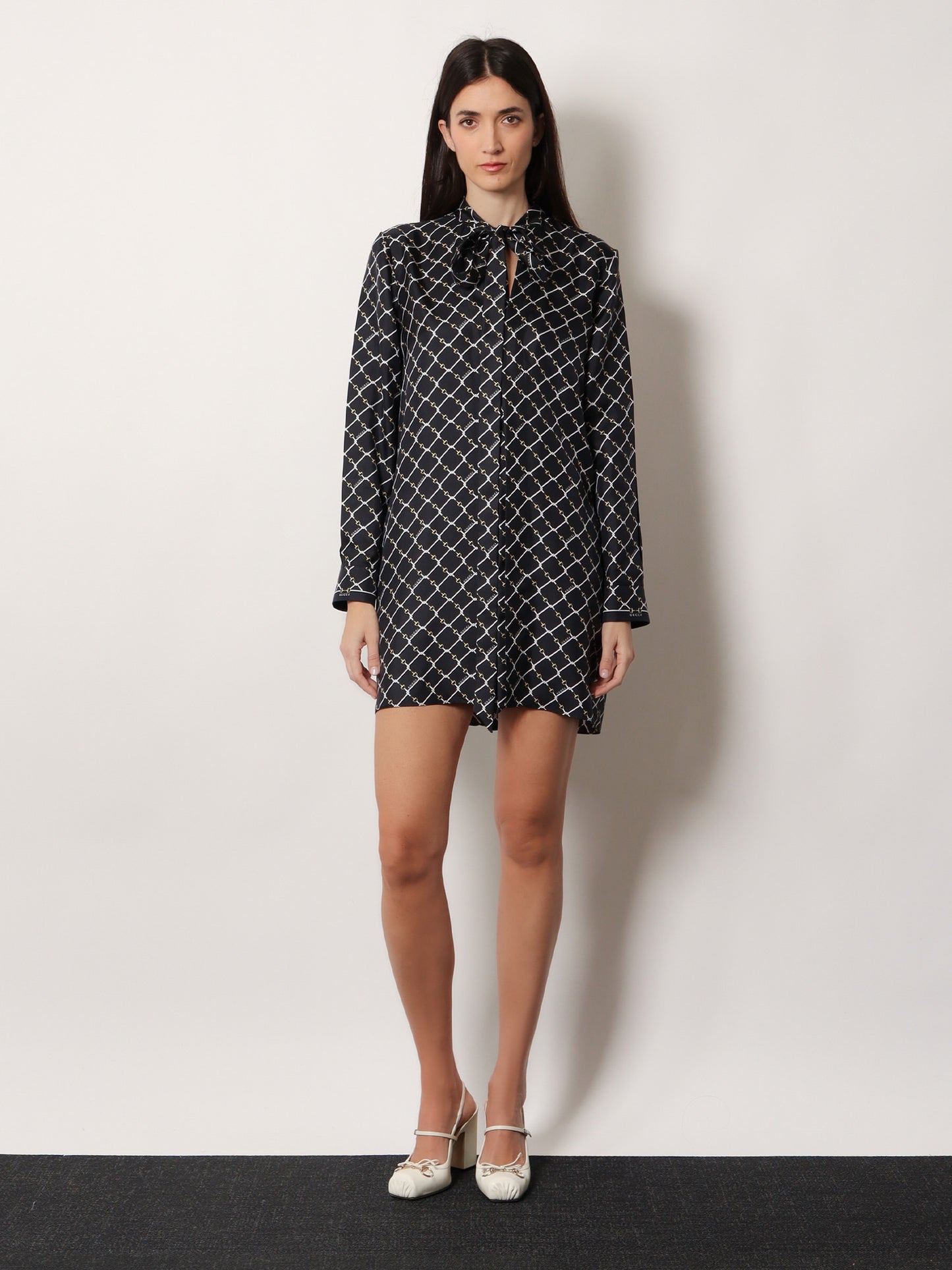 Short silk twill dress