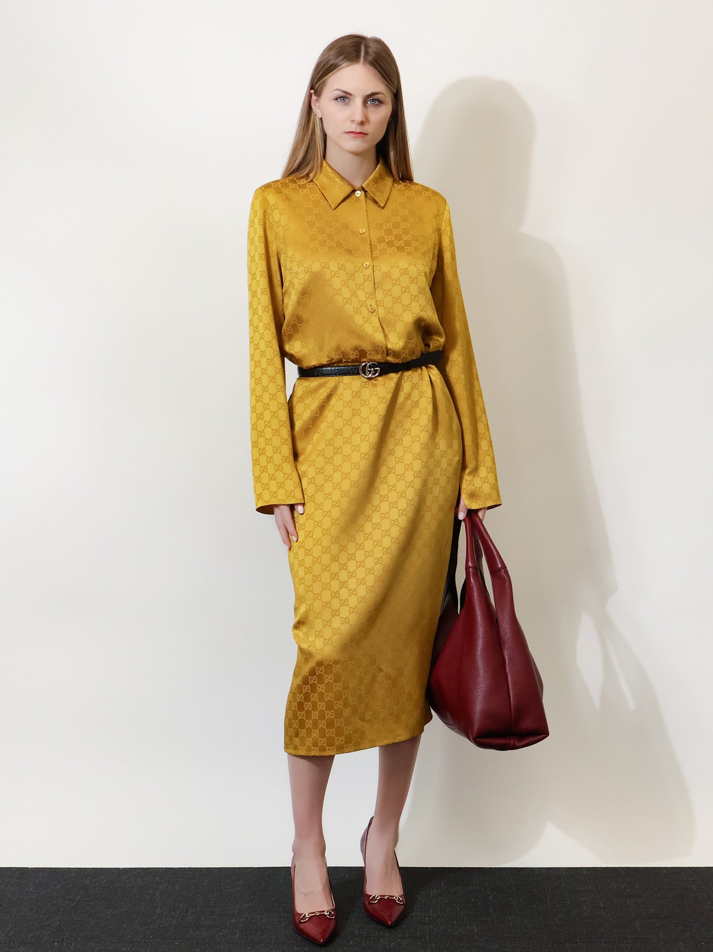 GG satin Chemisier Dress