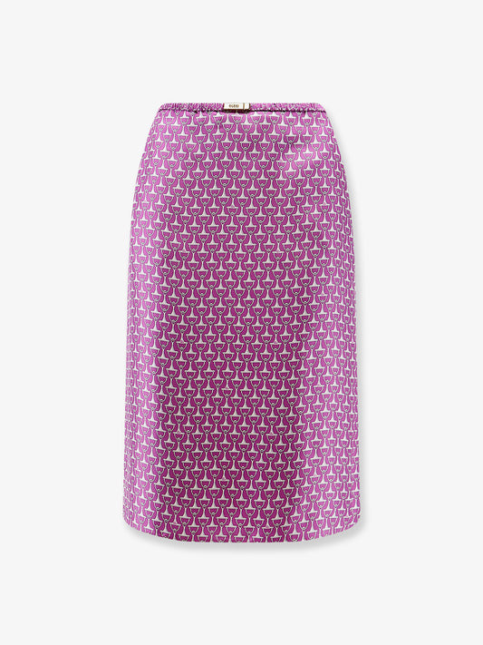 Silk skirt with Horsebit print