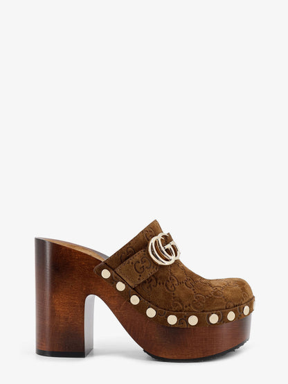 Suede sandals with all-over GG logo thumbnail