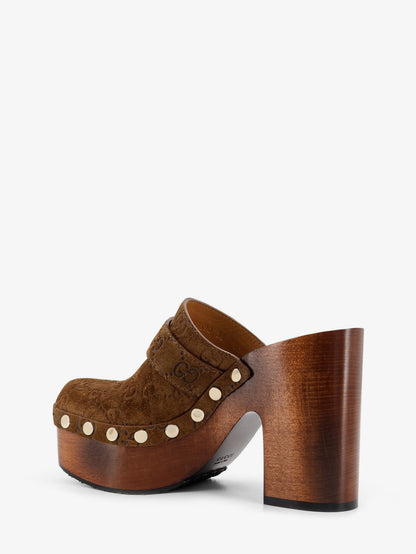 Suede sandals with all-over GG logo thumbnail