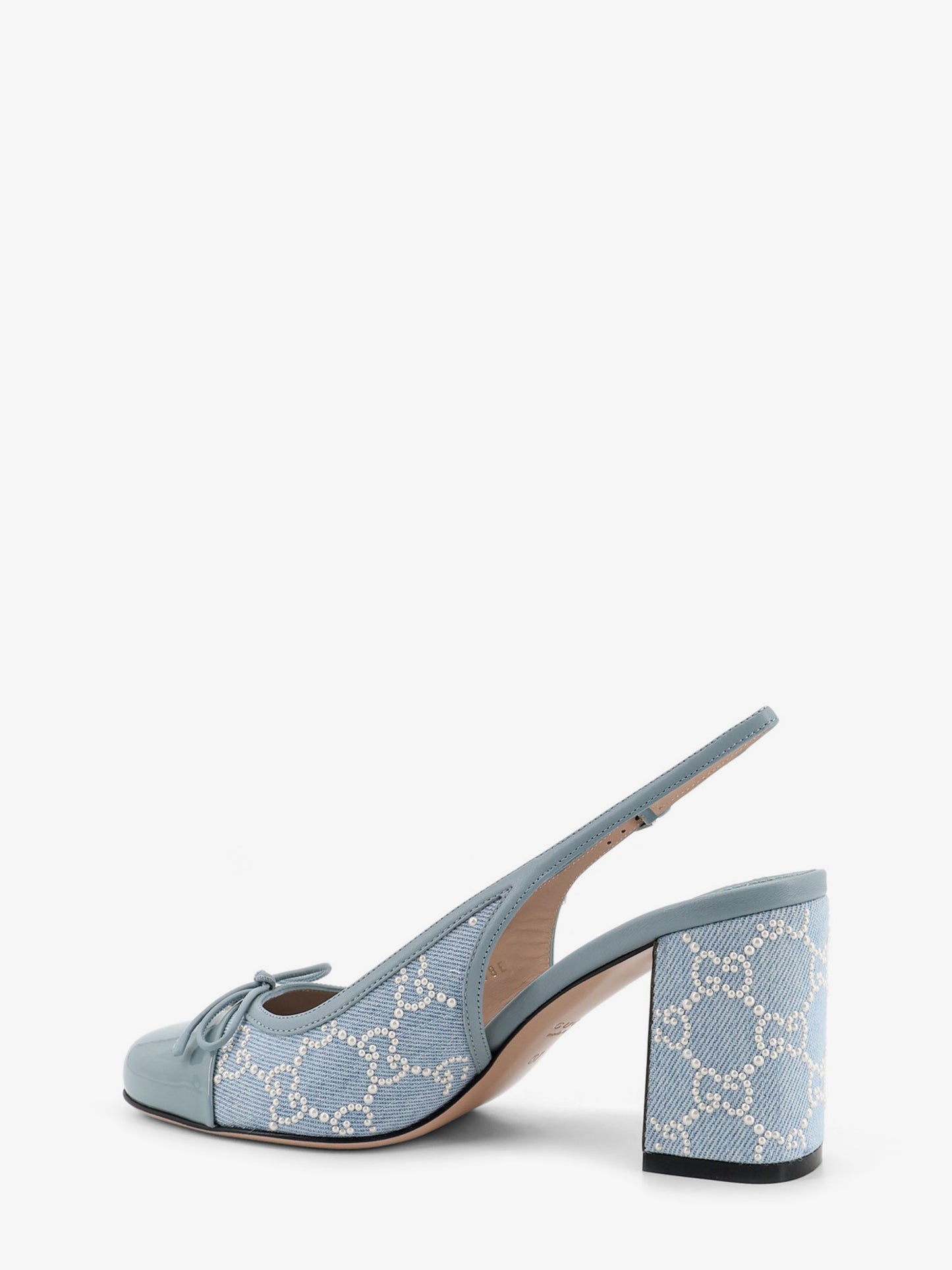 Denim pumps with all-over logo detail