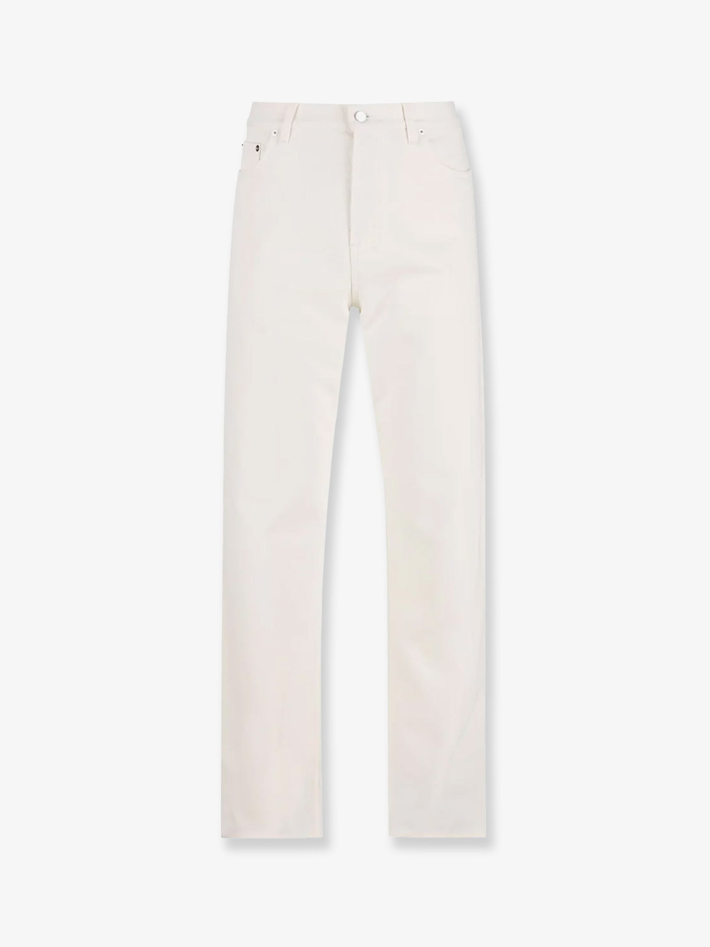 Denim trousers with metal Horsebit detail on the back
