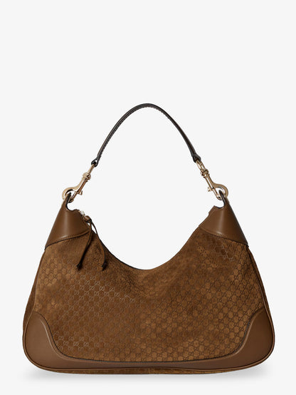 Gucci B suede shoulder bag with all-over GG motif thumbnail