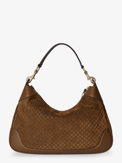 Gucci B suede shoulder bag with all-over GG motif thumbnail