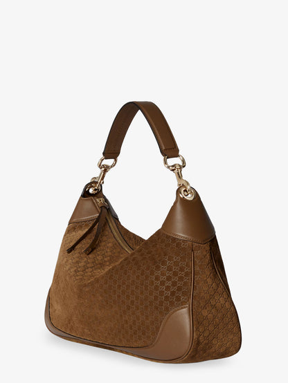 Gucci B suede shoulder bag with all-over GG motif thumbnail