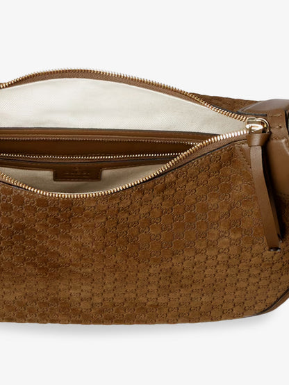 Gucci B suede shoulder bag with all-over GG motif thumbnail