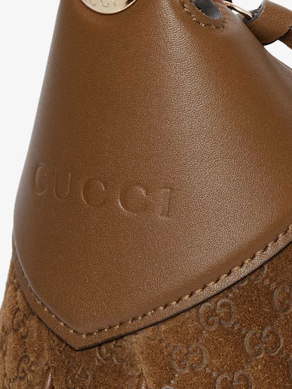 Gucci B suede shoulder bag with all-over GG motif thumbnail