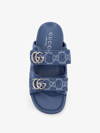 Laser GG denim sandals with all-over GG motif thumbnail