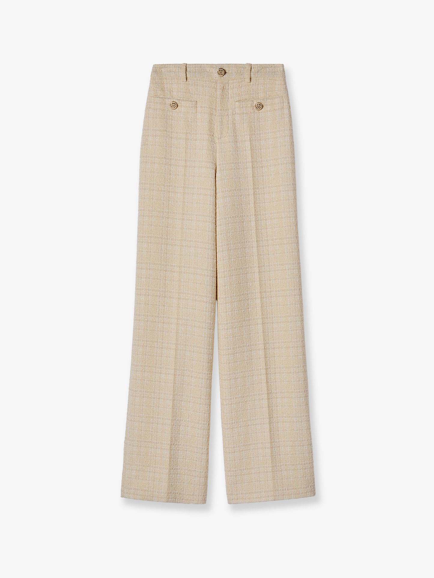 Cotton blend trousers with checked pattern