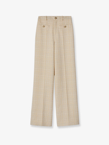 Cotton blend trousers with checked pattern thumbnail