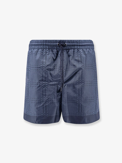 Nylon swim trunks with all-over Gucci Incrocio print thumbnail