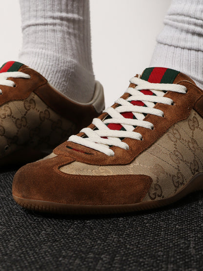 Gucci Shift suede sneakers with GG Supreme Fabric inserts thumbnail