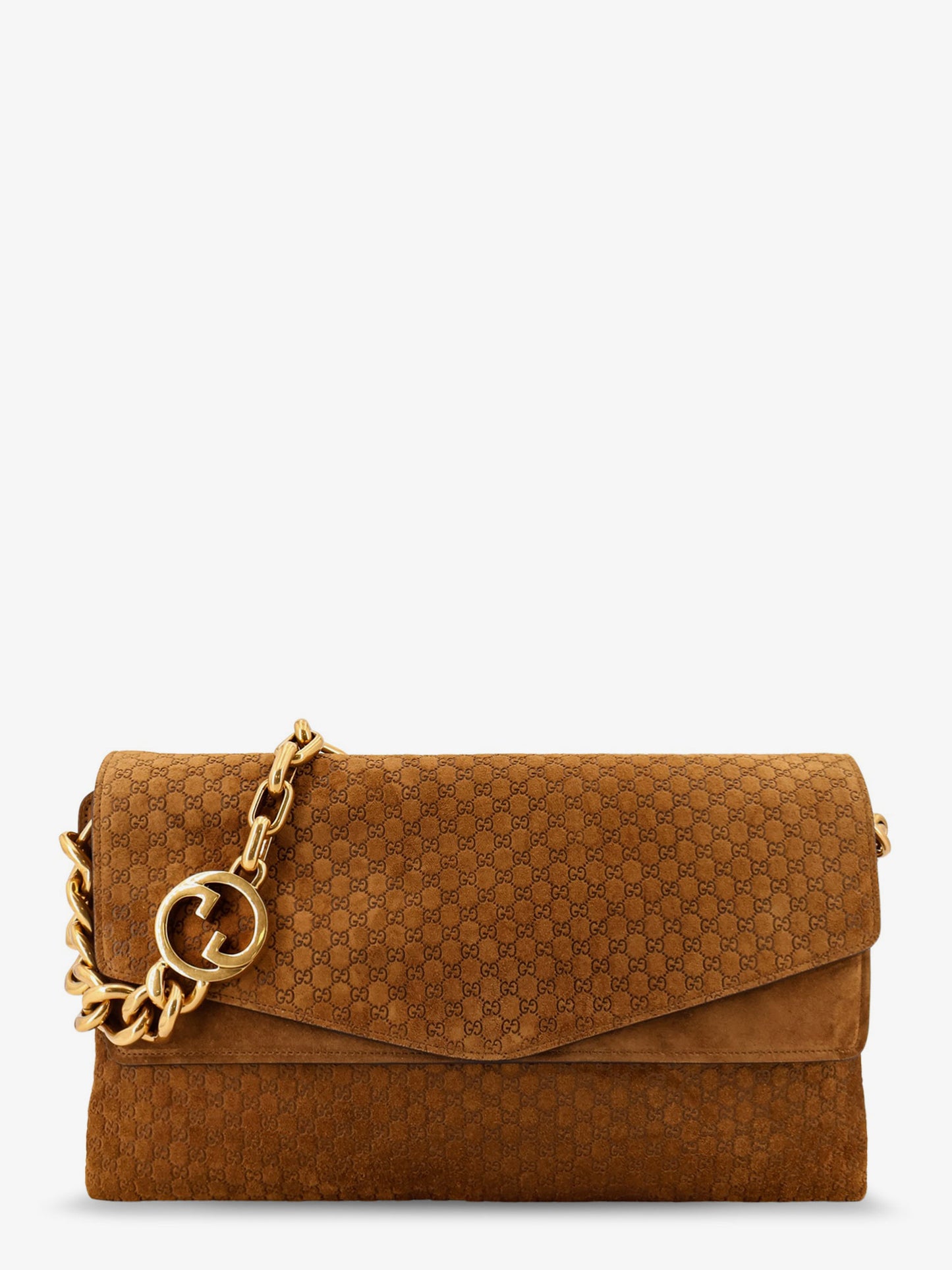 Suede crossbody bag with all-over GG motif