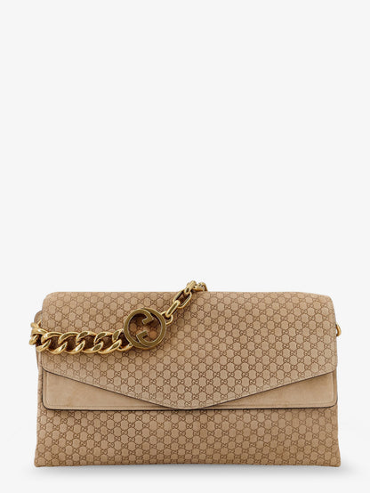 Suede and GG canvas shoulder bag thumbnail