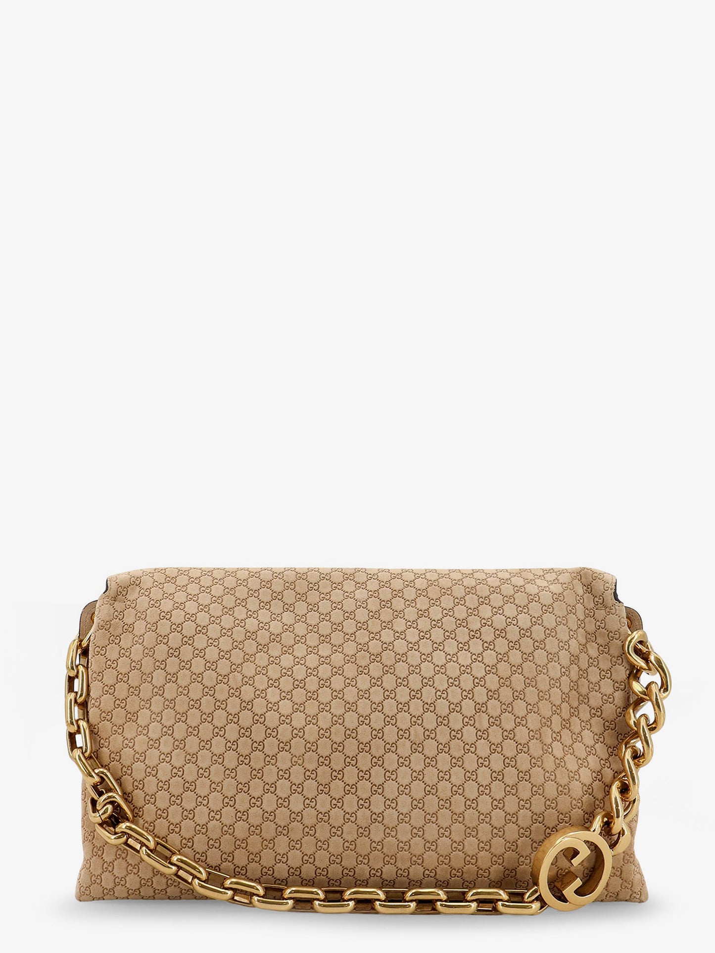 Suede and GG canvas shoulder bag