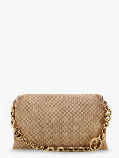 Suede and GG canvas shoulder bag thumbnail