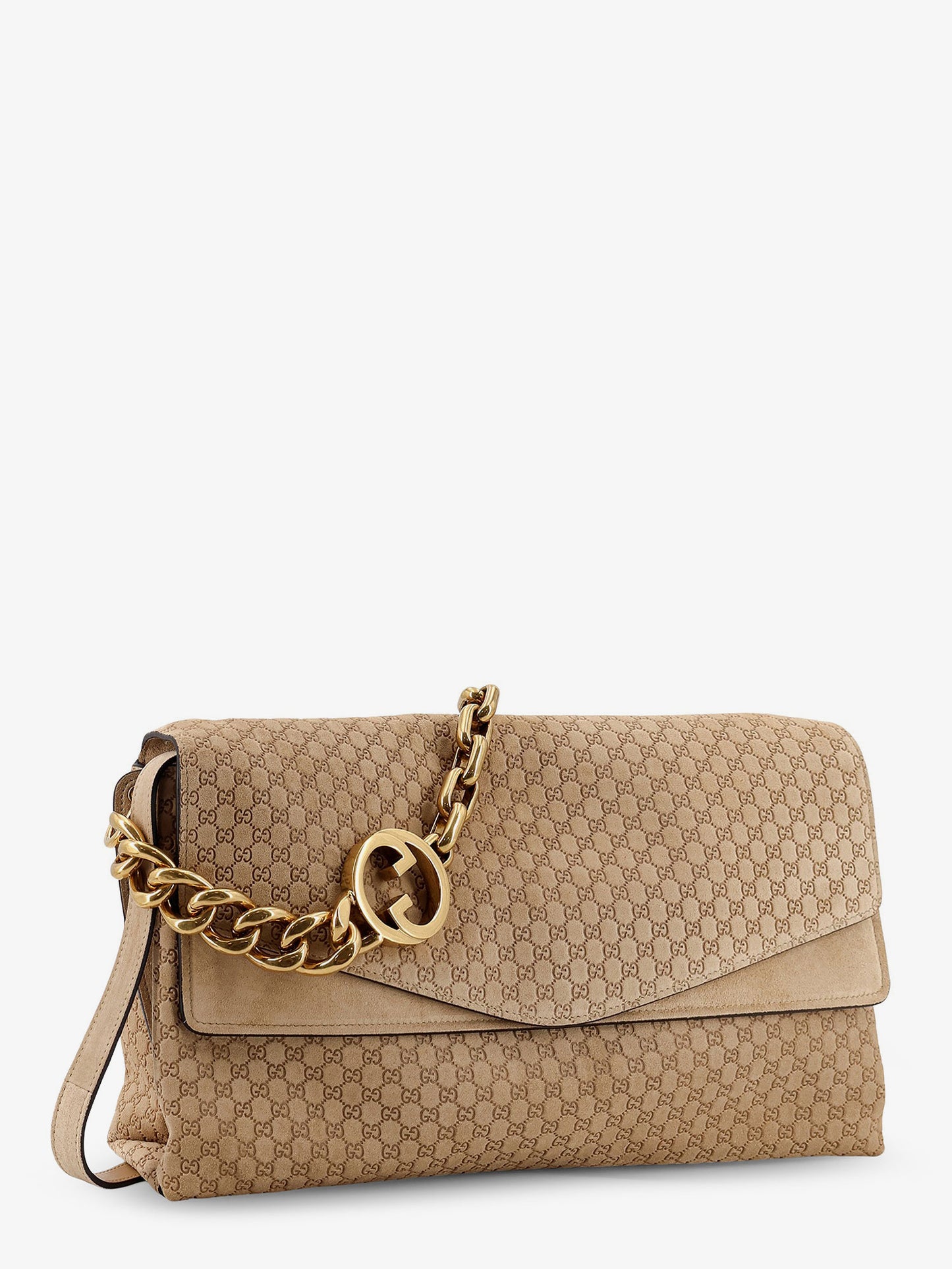 Suede and GG canvas shoulder bag