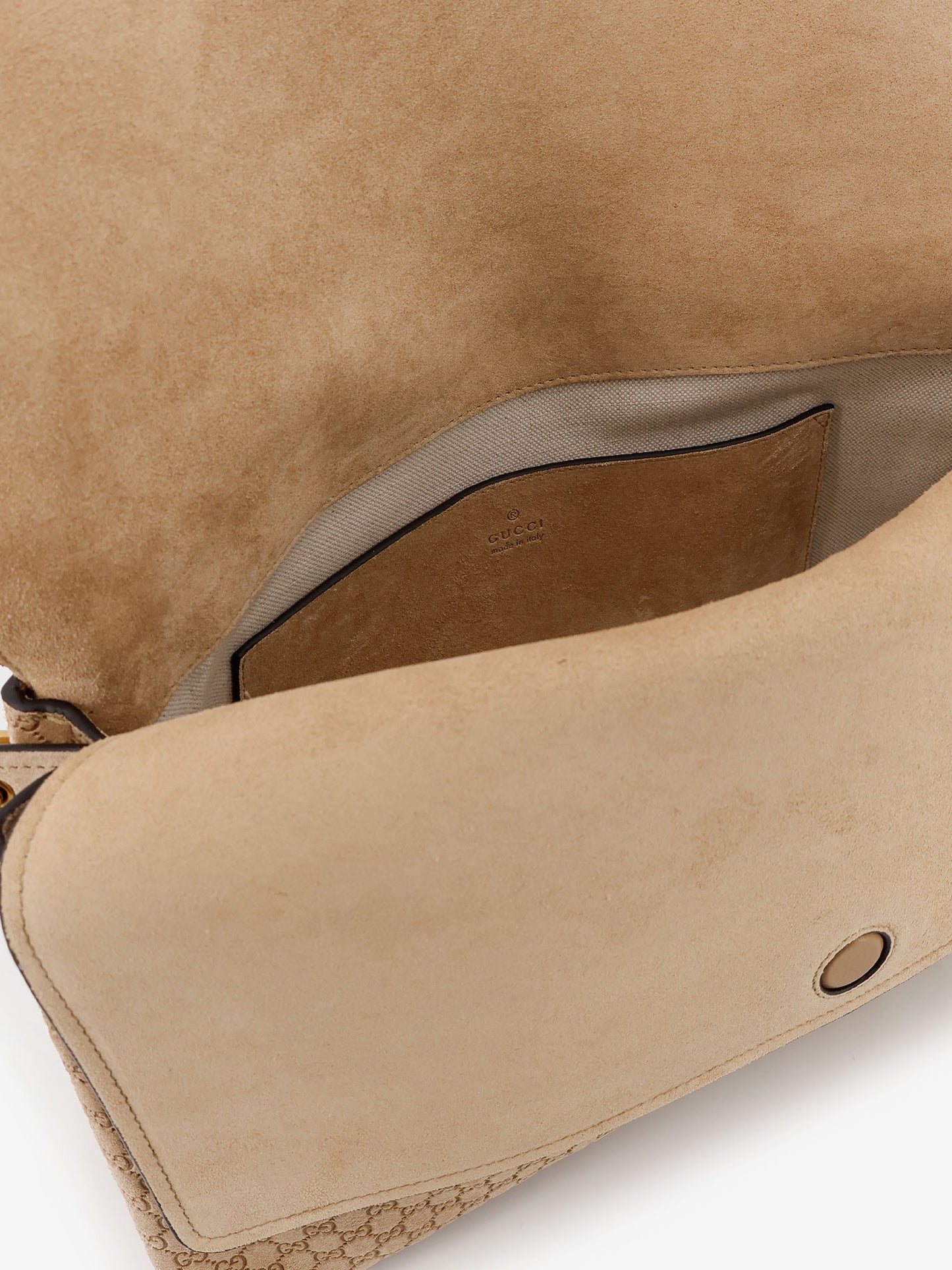 Suede and GG canvas shoulder bag