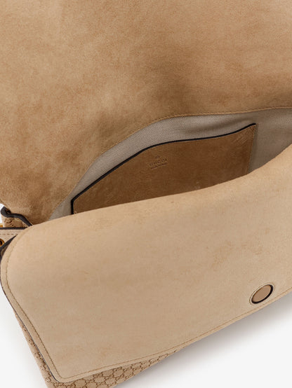Suede and GG canvas shoulder bag thumbnail