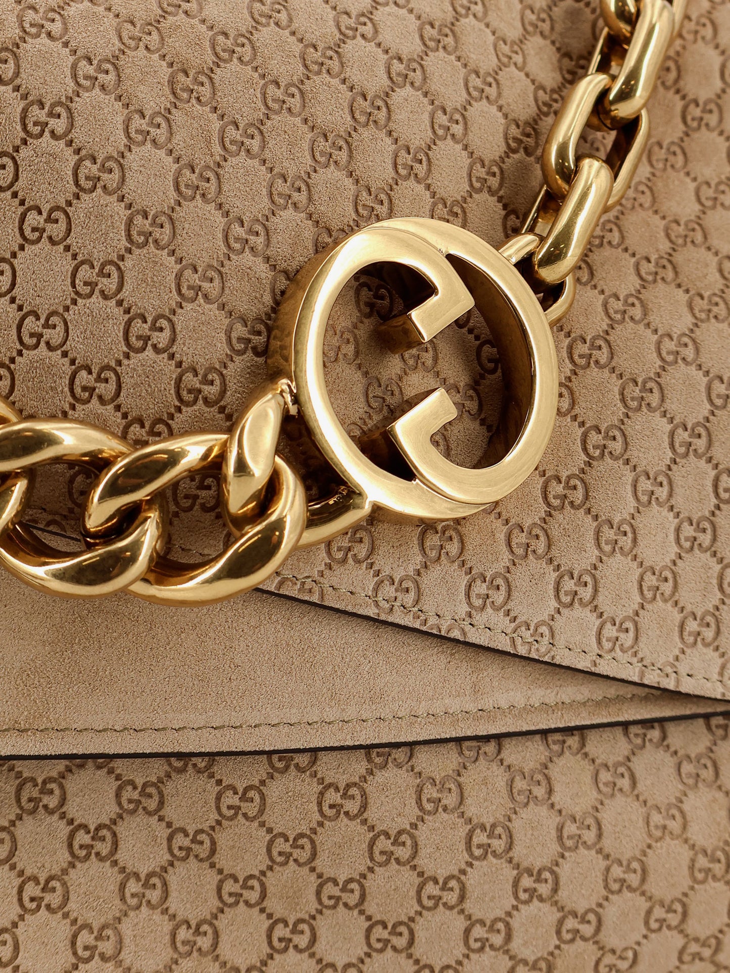 Suede and GG canvas shoulder bag