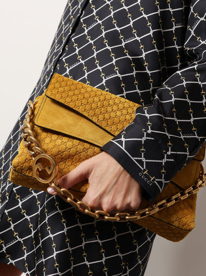 Suede shoulder bag with all-over GG motif thumbnail