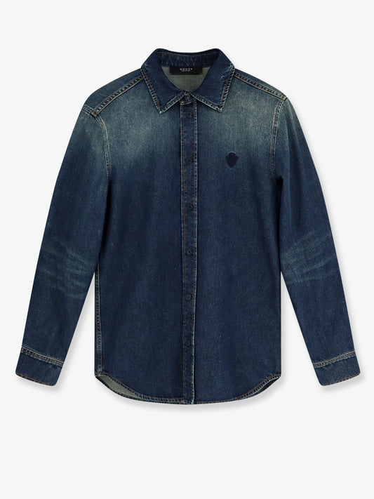 Certified washed cotton denim shirt