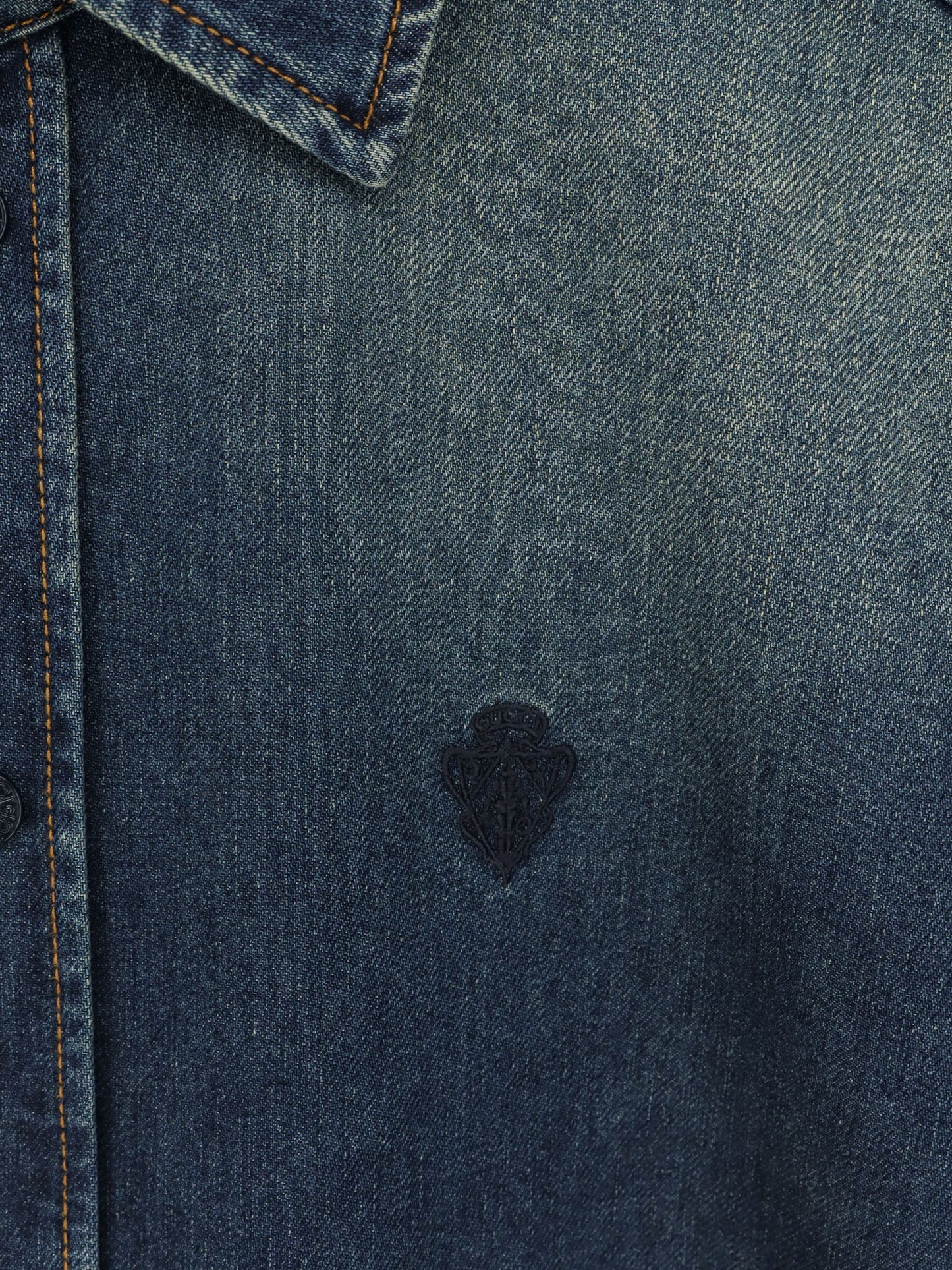 Certified washed cotton denim shirt