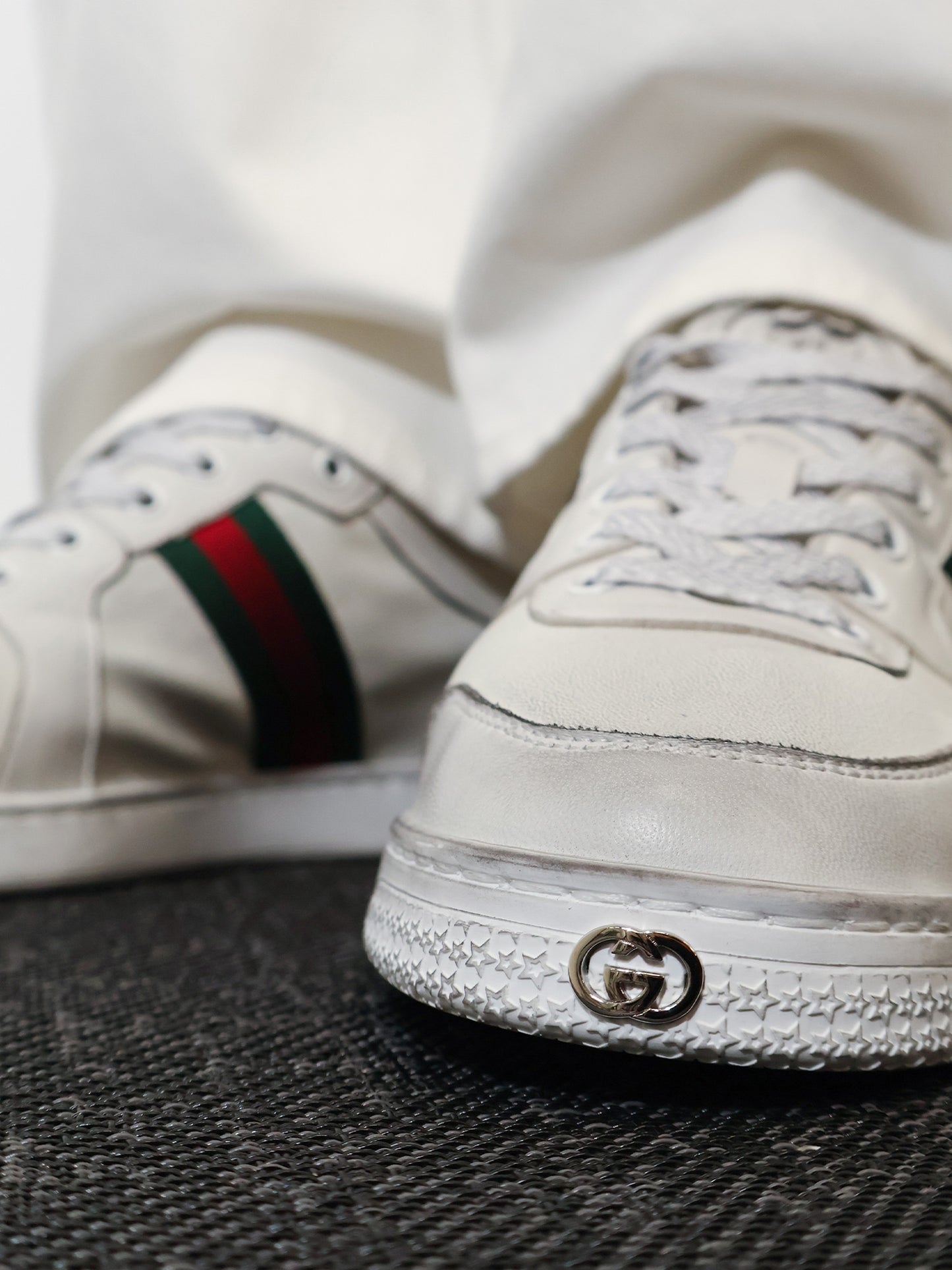 Leather sneakers with Web detail on the side