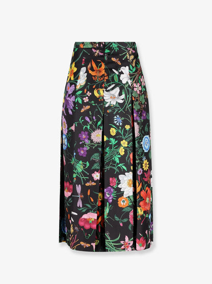 Silk midi skirt with Gucci Flora print thumbnail