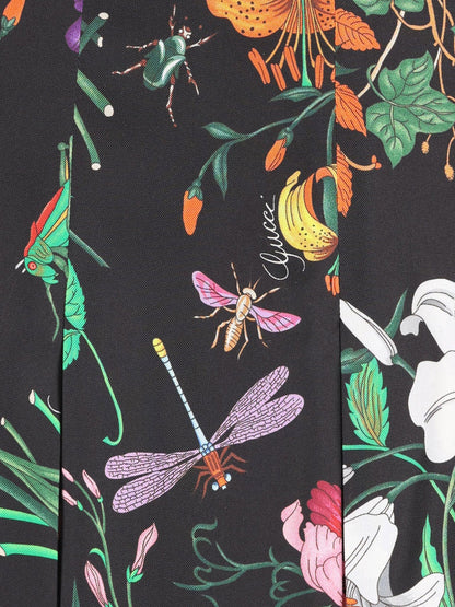 Silk midi skirt with Gucci Flora print thumbnail