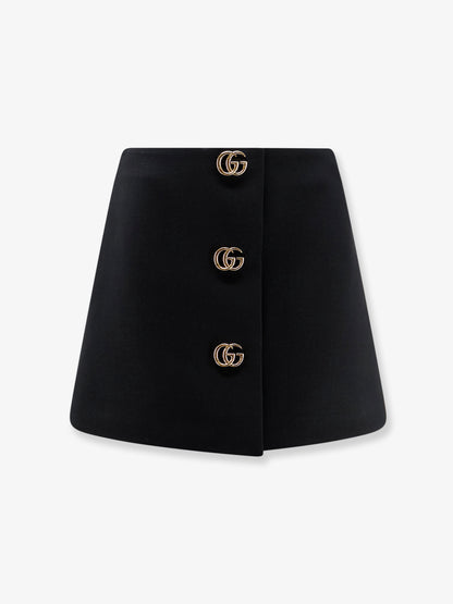 Wool crepe skirt with Double G button thumbnail