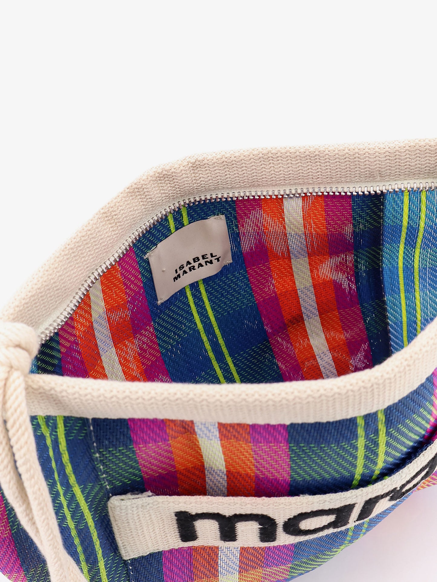 Powden nylon clutch with striped pattern