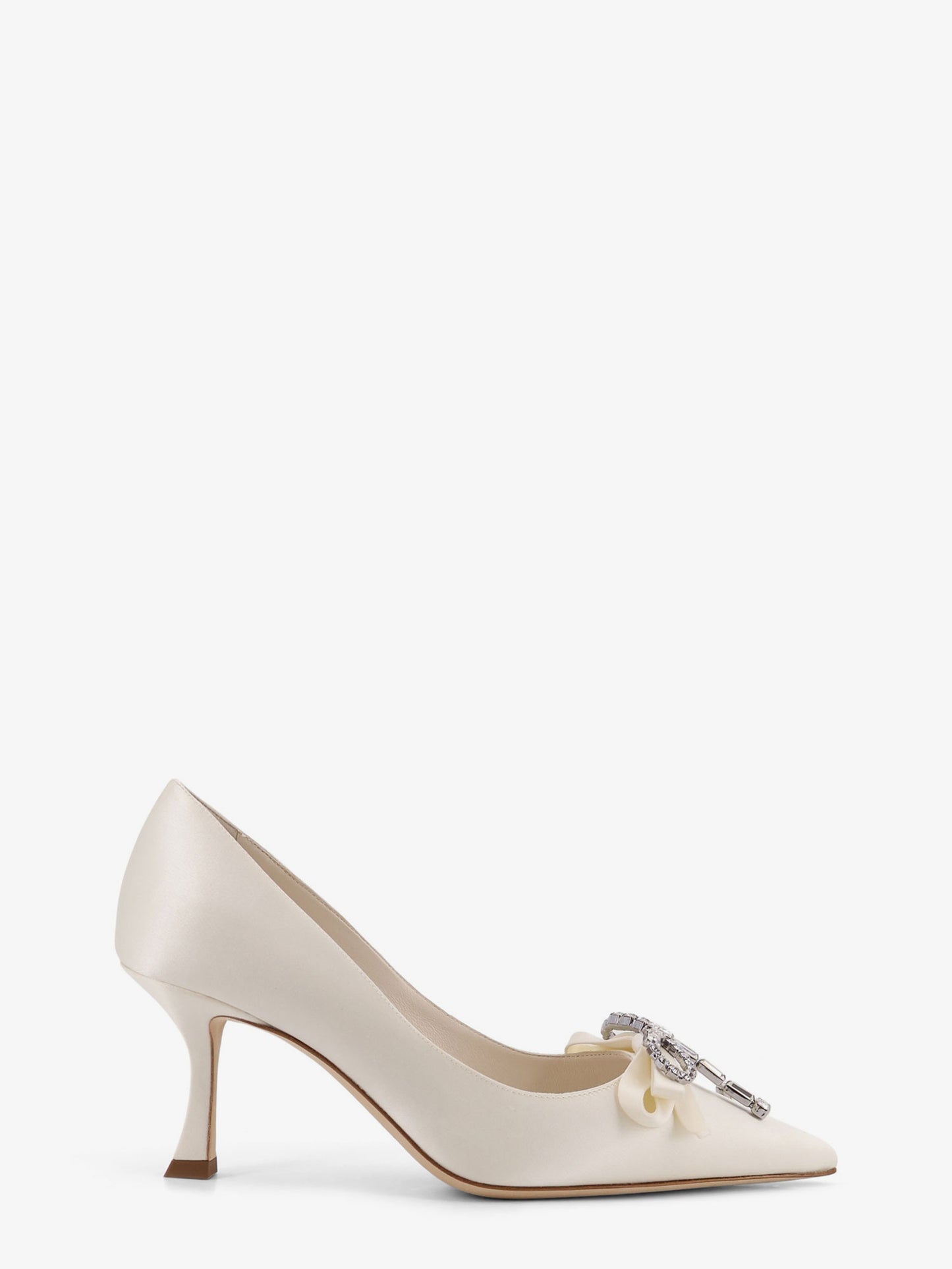 Auria satin pumps with crystal bow detail