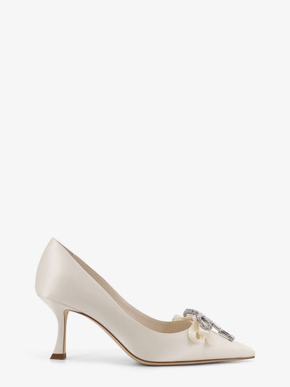 Auria satin pumps with crystal bow detail thumbnail