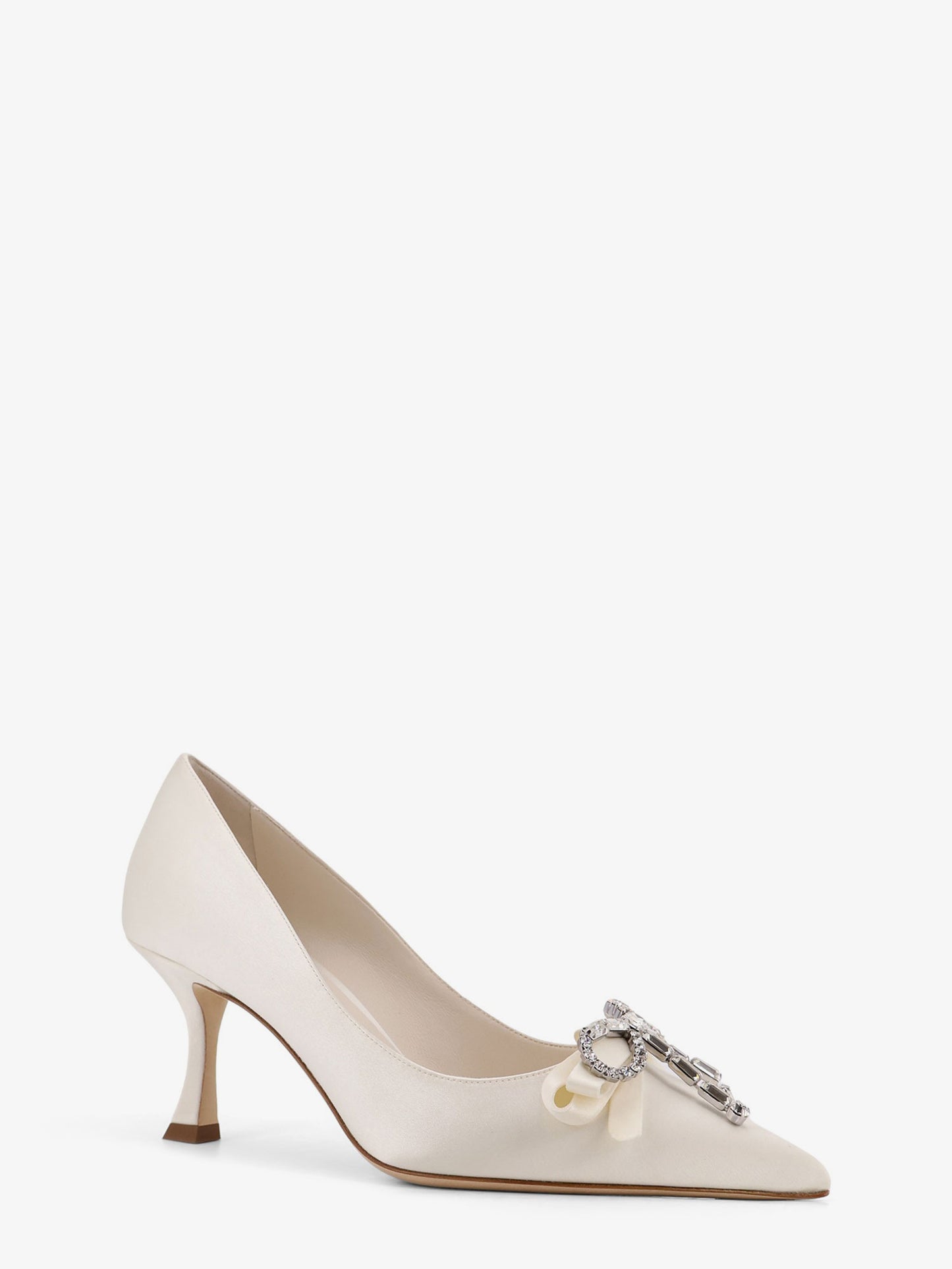 Auria satin pumps with crystal bow detail