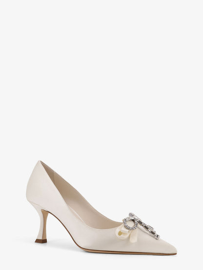 Auria satin pumps with crystal bow detail thumbnail
