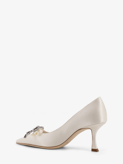 Auria satin pumps with crystal bow detail thumbnail