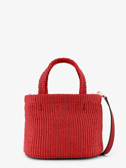 Raffia crossbody bag with embroidered logo on the front thumbnail