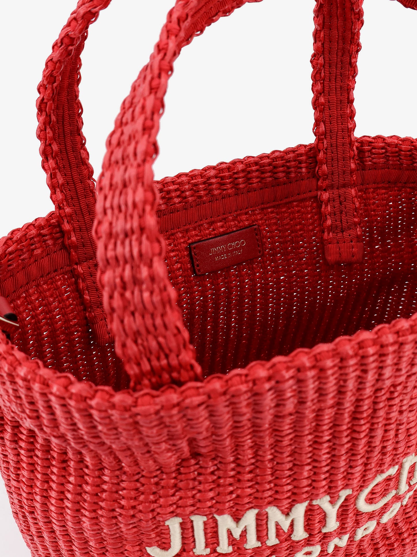 Raffia crossbody bag with embroidered logo on the front